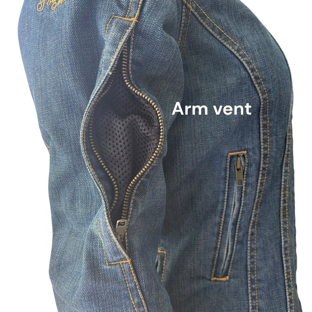 Tourmaster Indigo Women’s Denim Motorcycle Riding Jacket, XS, Vents - Picture 5 of 13